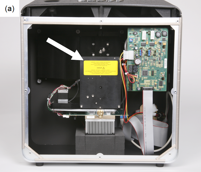 Odyssey XF laser radiation label on camera hood