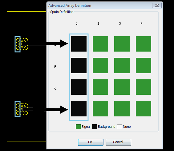 Array Definition Dialog Corresponds to Cells in Array - Tiff