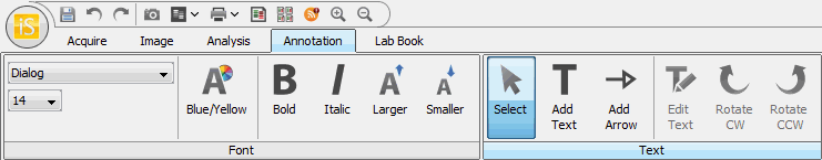 Image Studio annotation tab text select button