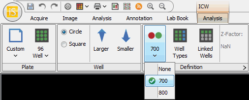 Image Studio In-Cell Western analysis channel dropdown