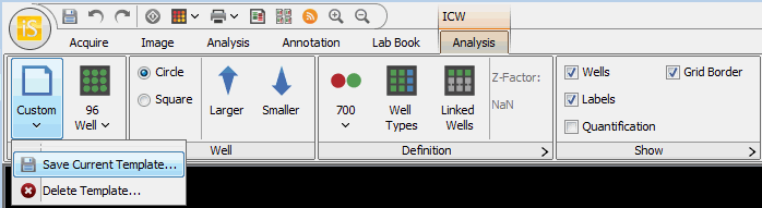 Image Studio In-Cell Western analysis save current template