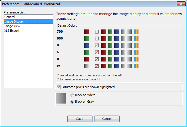 Image Studio display preferences