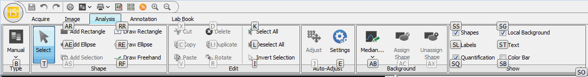 Image Studio alt tab badges on Analysis ribbon