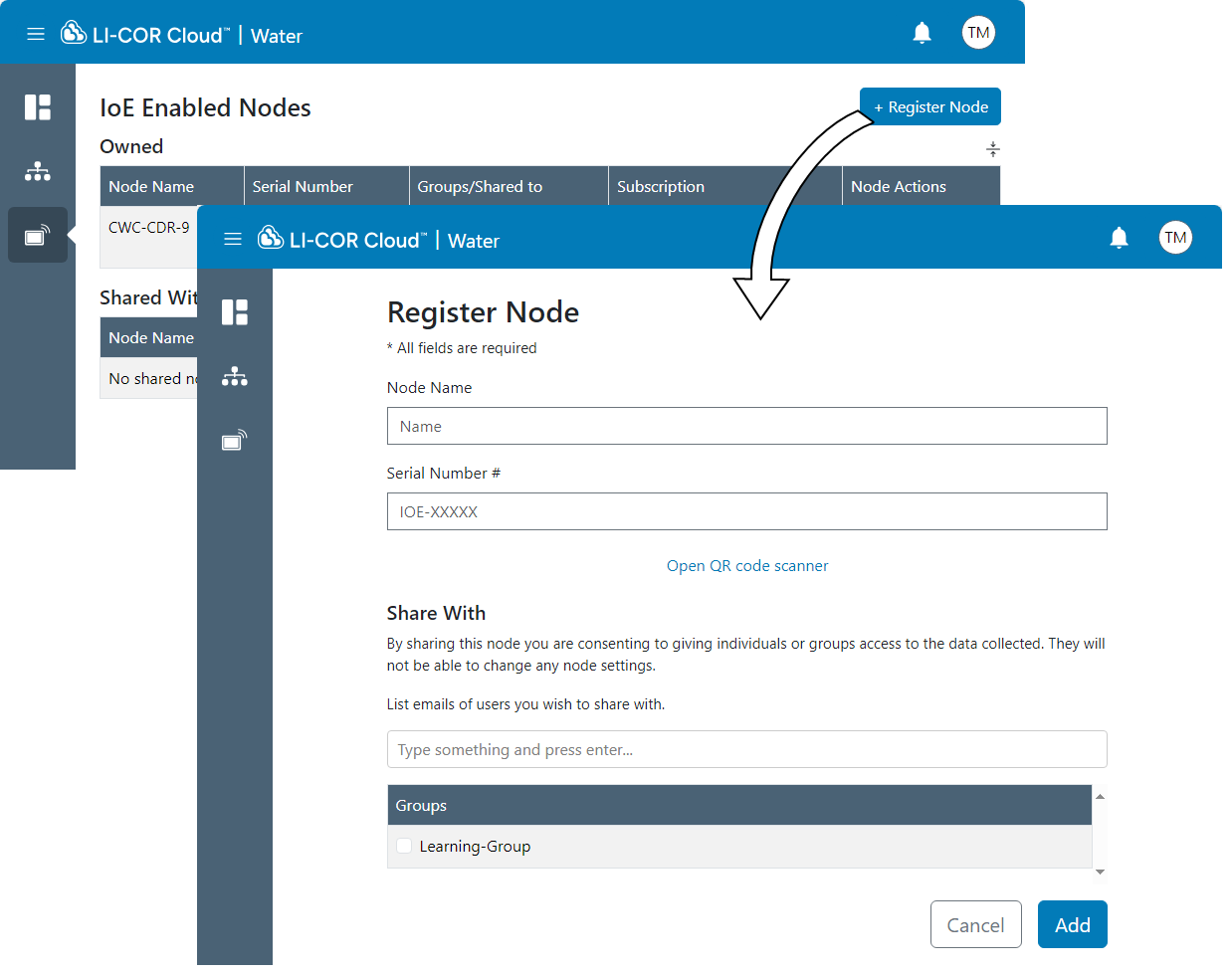 The device interface allows you to name a IoE Module and enter the ID to connet.