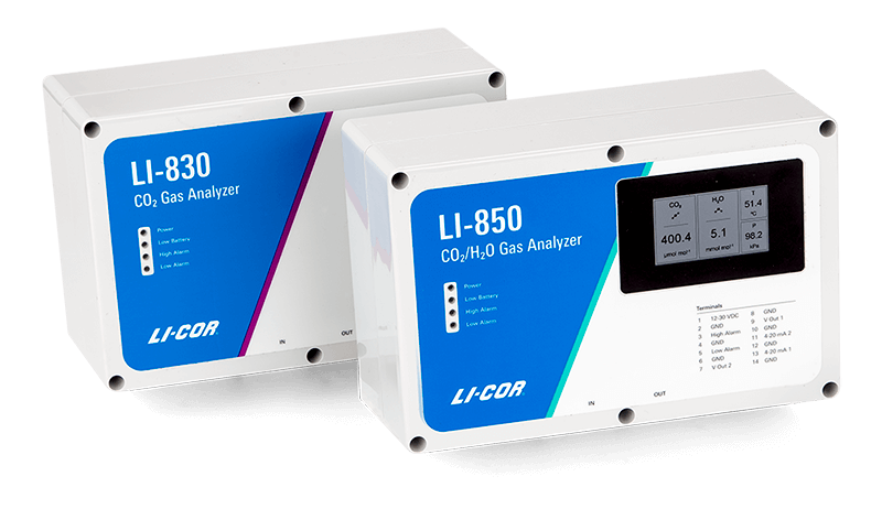 LI-830 CO2 and LI-850 CO2/H2O Gas Analyzers