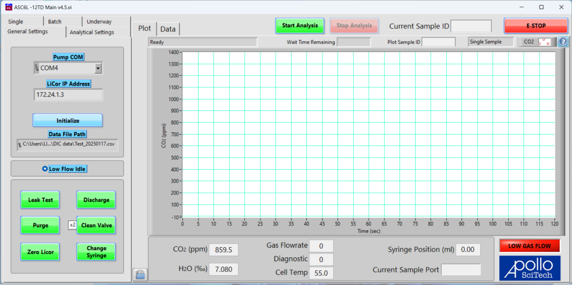 Software interface of general settings.