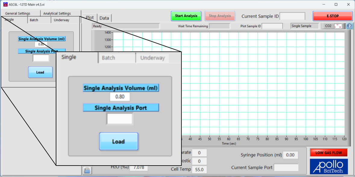 DIC single analysis software tab