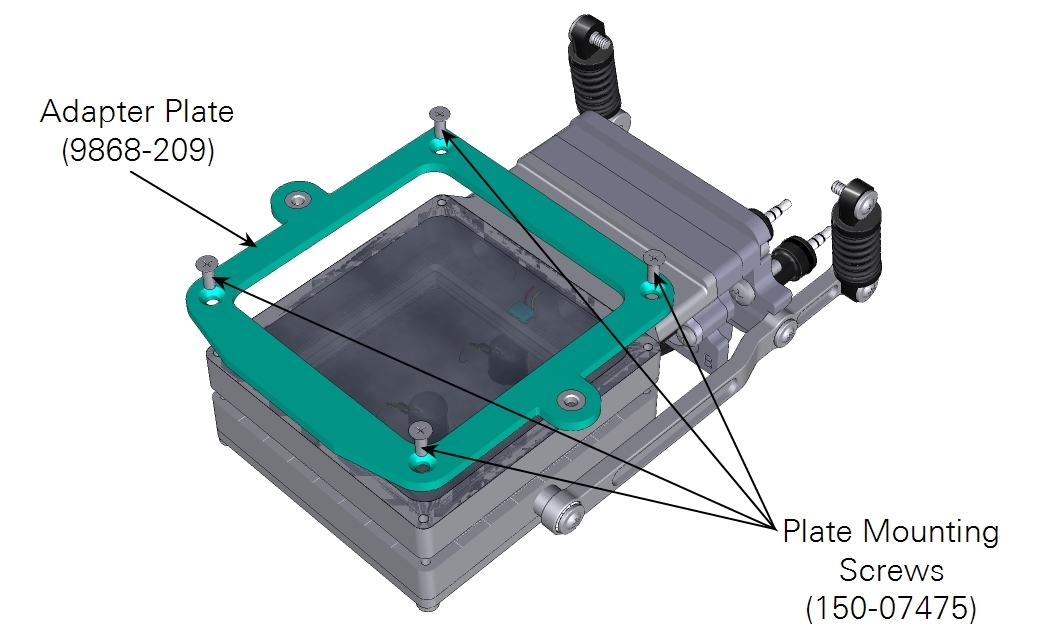 The light source adapter plate is attached with four screws.